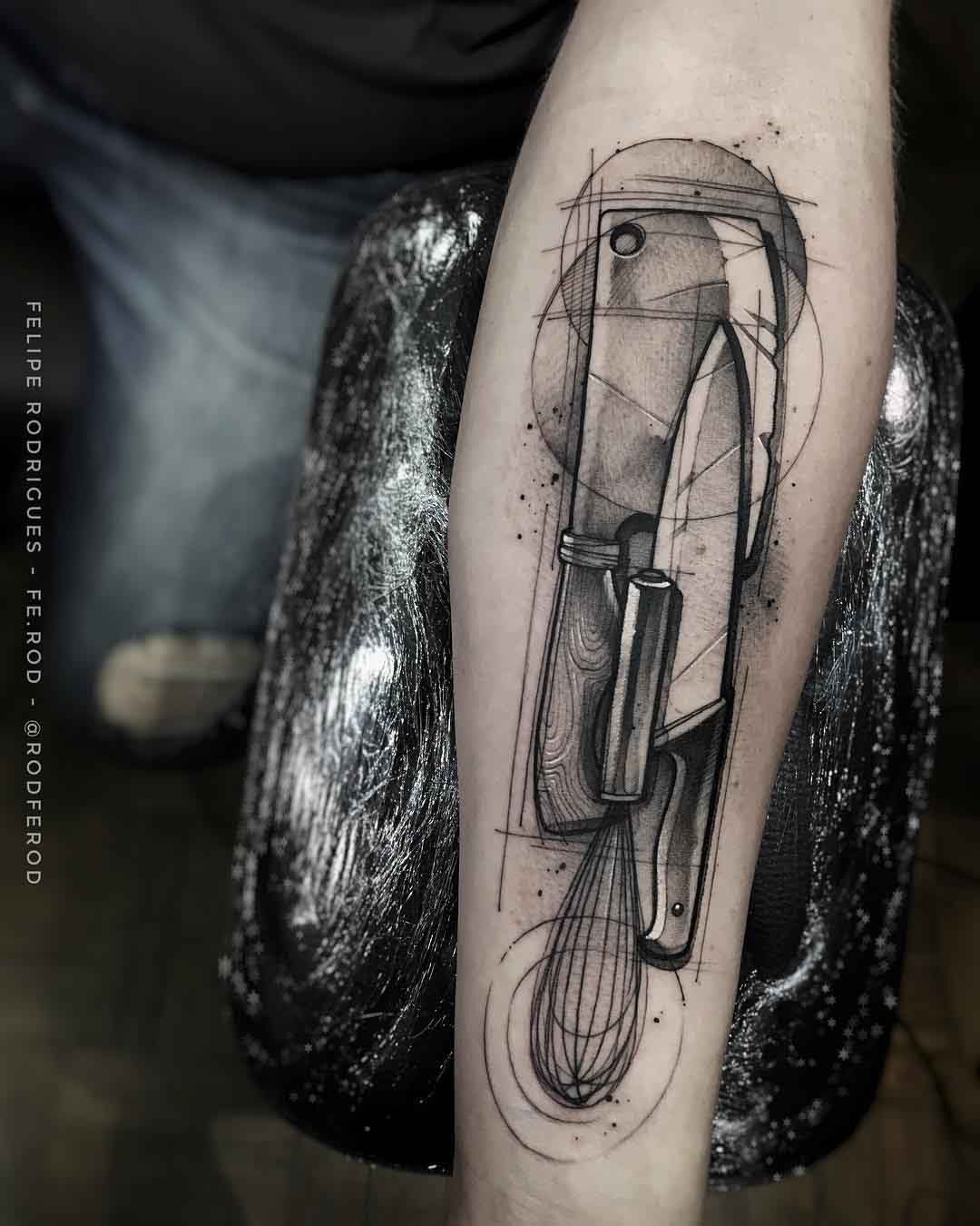 arm tattoo knifes and kitchenry